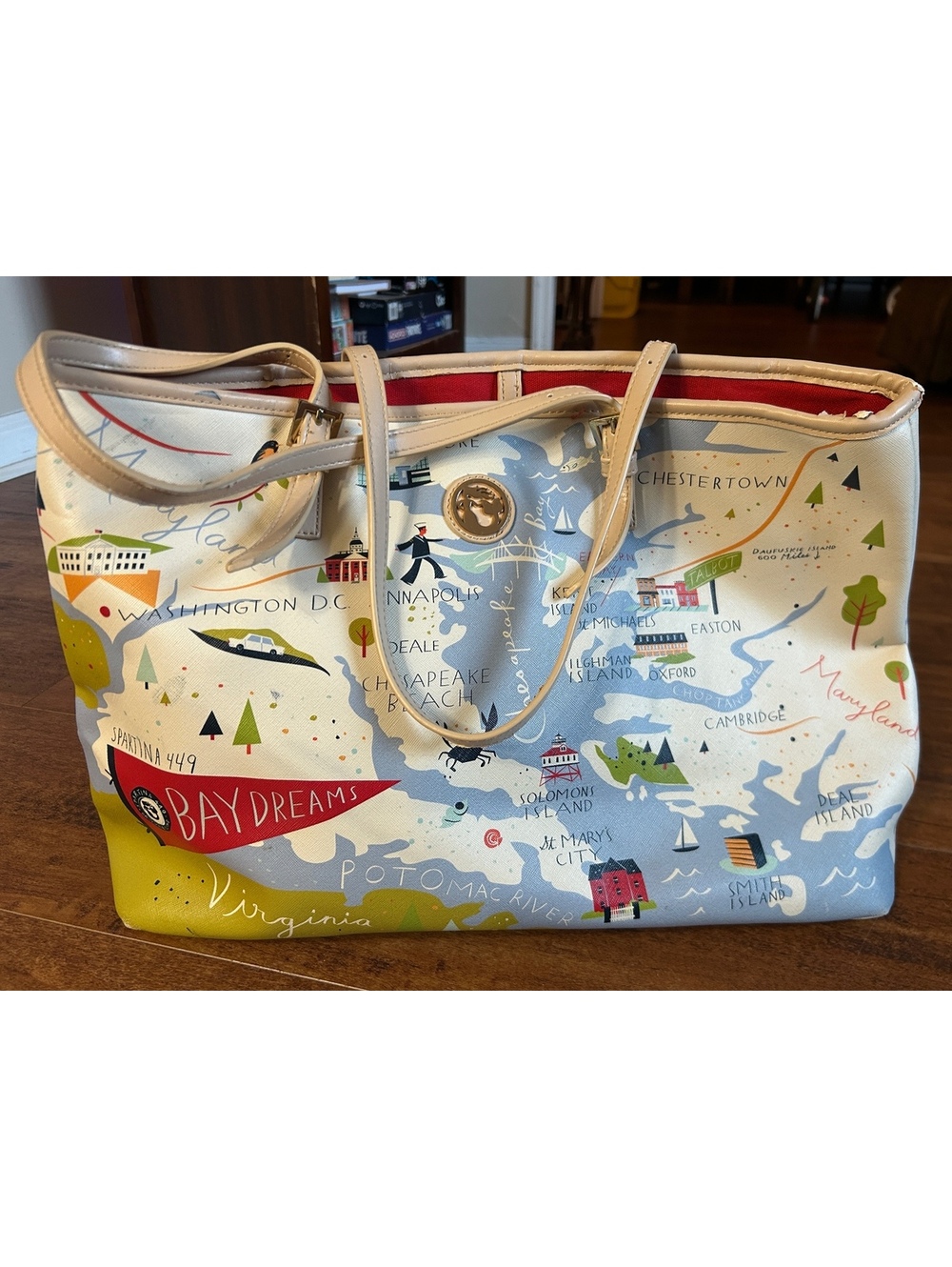 Spartina 449 Tote Bag with Chesapeake Bay Map Design